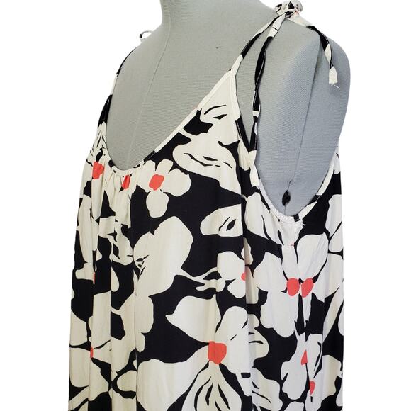 ModCloth flowy mini shift dress adjustable shoulder ties floral print, size 1X - Picture 8 of 9